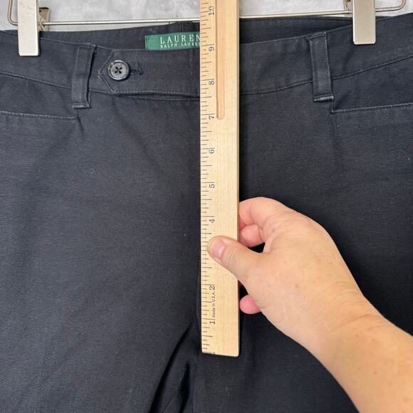 Lauren Ralph Lauren Adelle Pant Womens 6 Black Flat Front Mid Rise Stretch - Picture 7 of 9